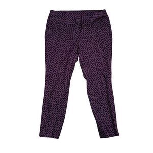 Kenar Navy Blue‎ Pink Geometric Print Crop Stretch Slim Leg Pants Women's Size 6